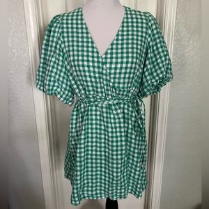 Petite Green Gingham Old Navy True Wrap Dress